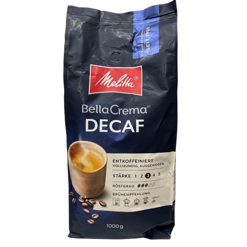 Kawa ziarnista Melitta BellaCrema Decaf 1 kg – front opakowania