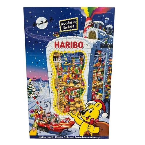 Kalendarz Adwentowy Haribo 2025 – 24 okienka, wersja niemiecka, front opakowania